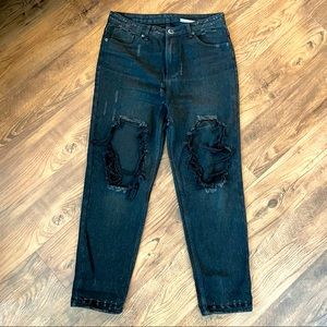UNIF twerk jeans. Size 28. Destroyed black denim. Boyfriend fit.